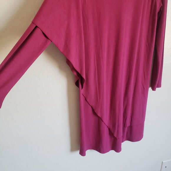 Soft Surroundings Marla Dress Dark Fuchsia Size M Stretch Asymmetrical Artsy NEW - Picture 8 of 11